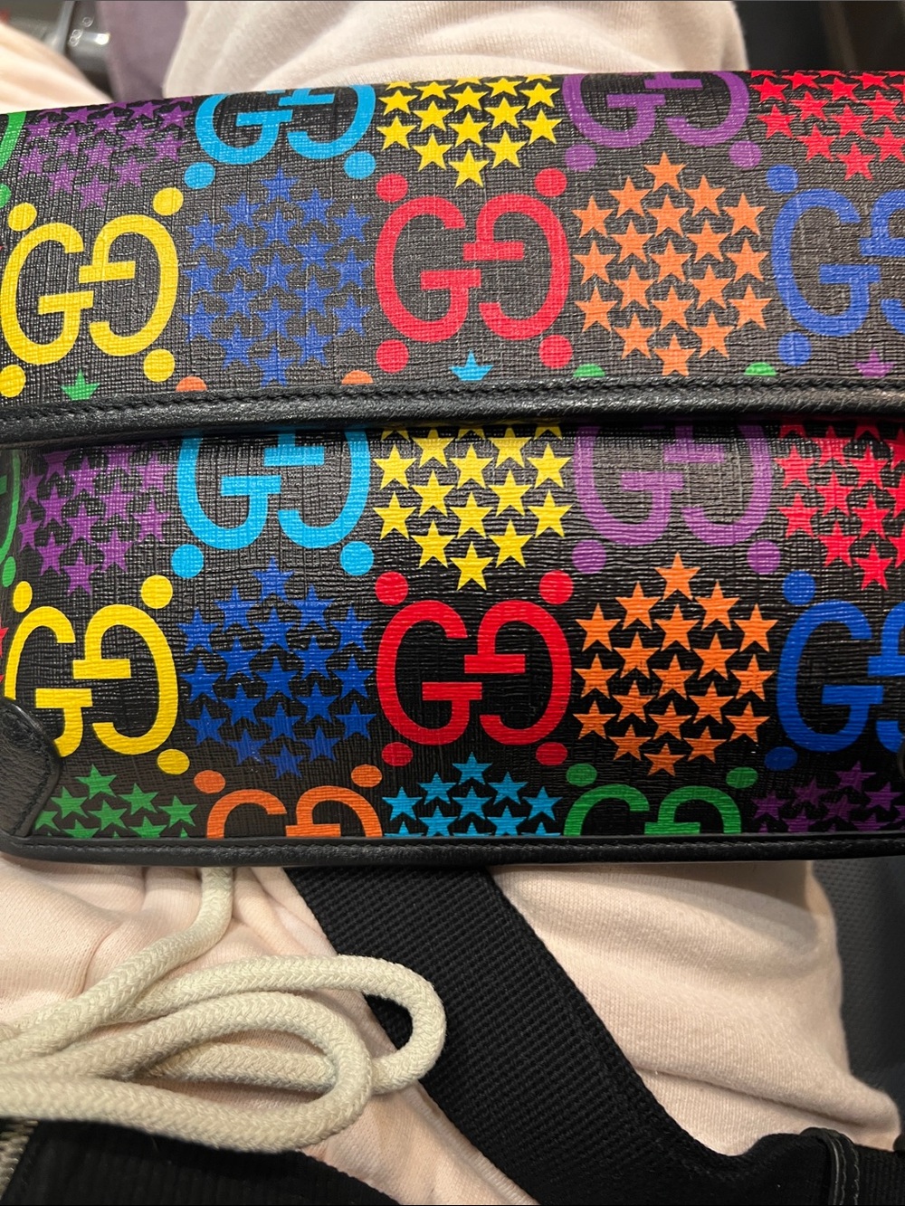 Gucci Black Canvas Crossbody with Multicolor GG Stars Print